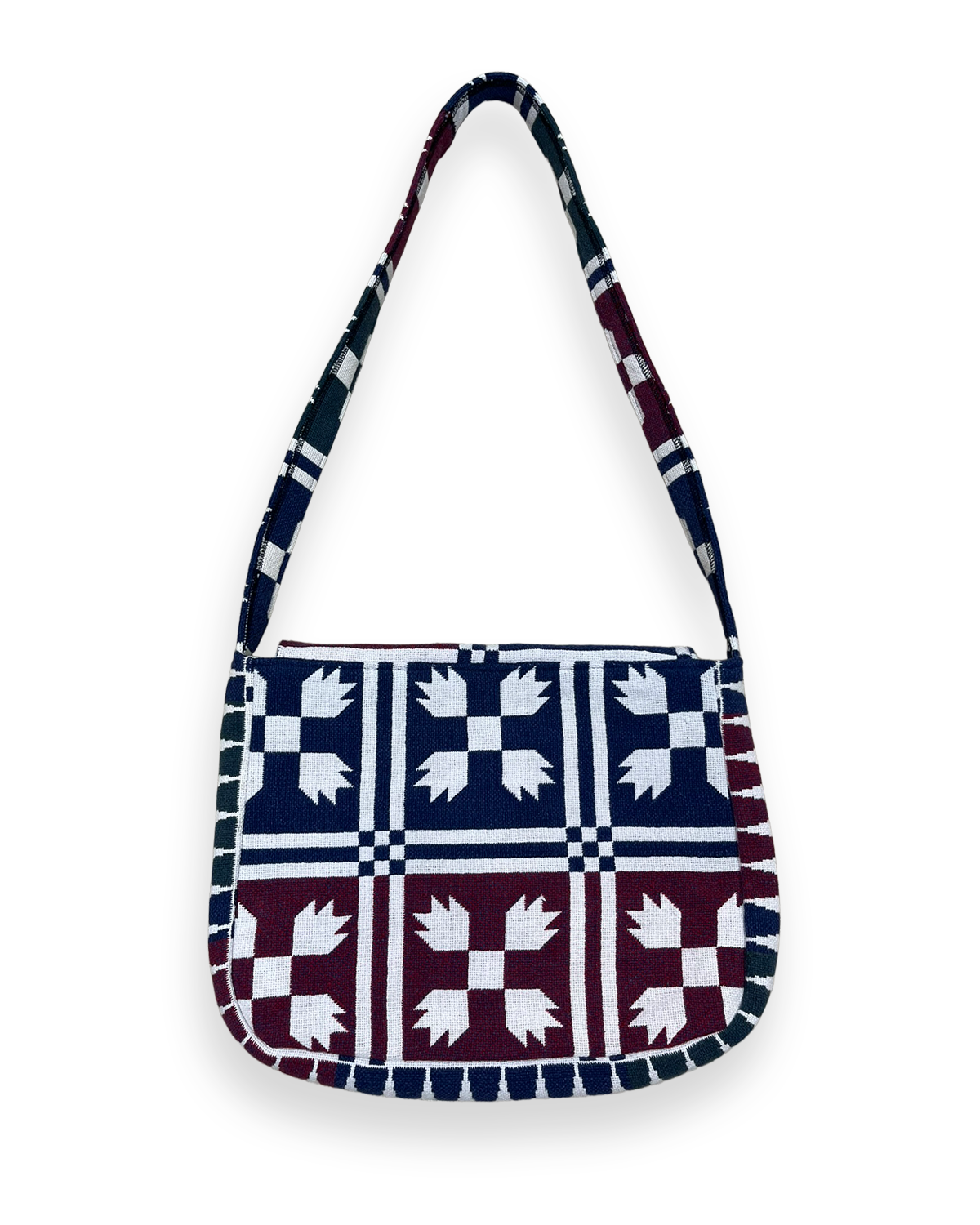 Colorful Checkered Tapestry Shoulder Bag - 14in