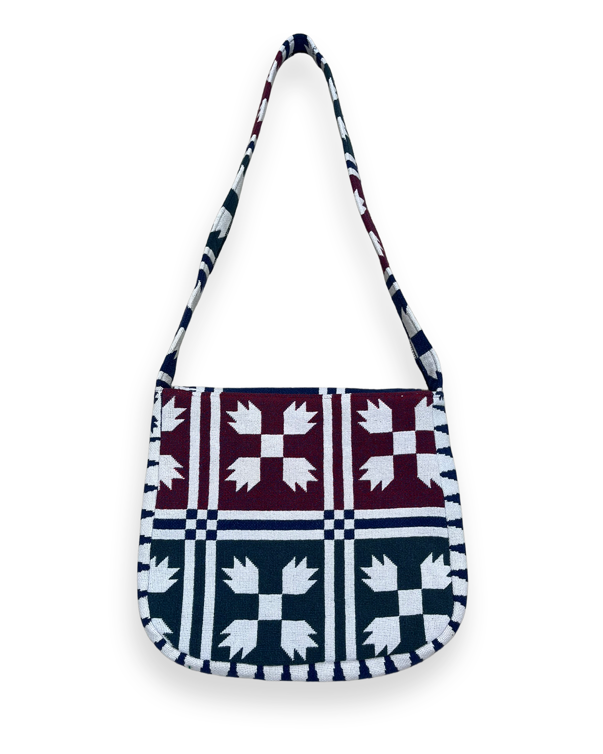 Colorful Checkered Tapestry Shoulder Bag - 16in