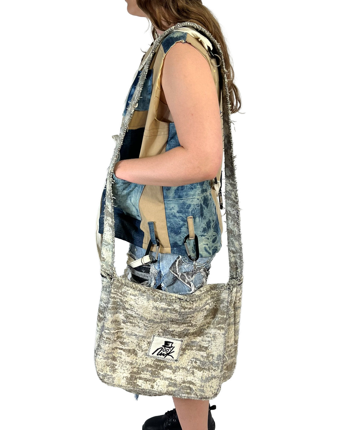 Moss Camo Frayed Crossover Flap Bag