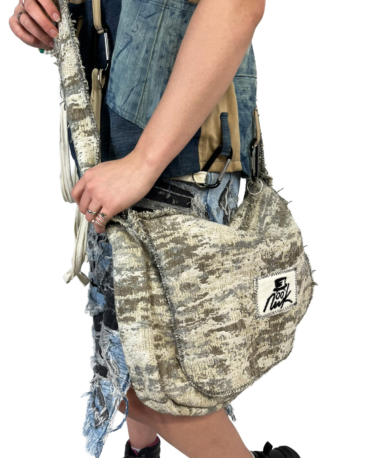 Moss Camo Frayed Crossover Flap Bag