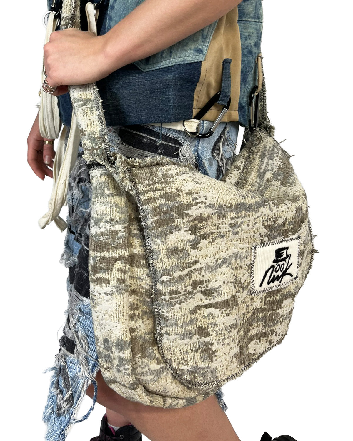 Moss Camo Frayed Crossover Flap Bag
