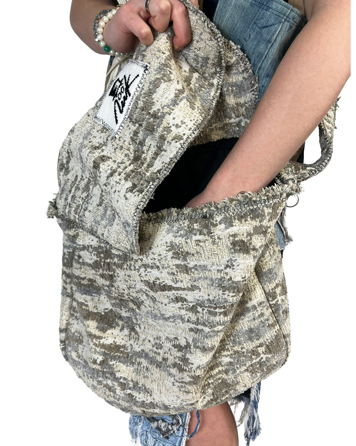 Moss Camo Frayed Crossover Flap Bag