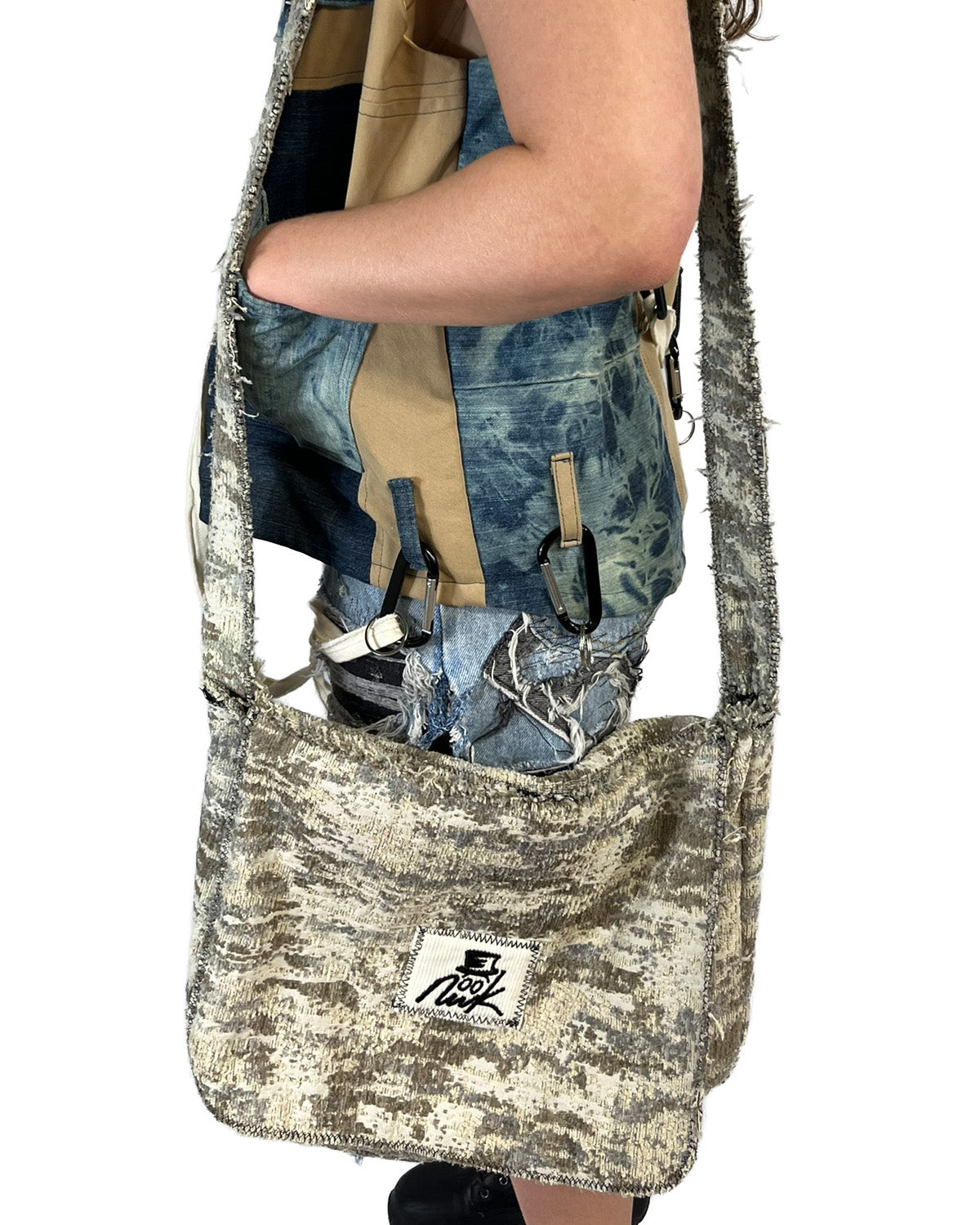 Moss Camo Frayed Crossover Flap Bag