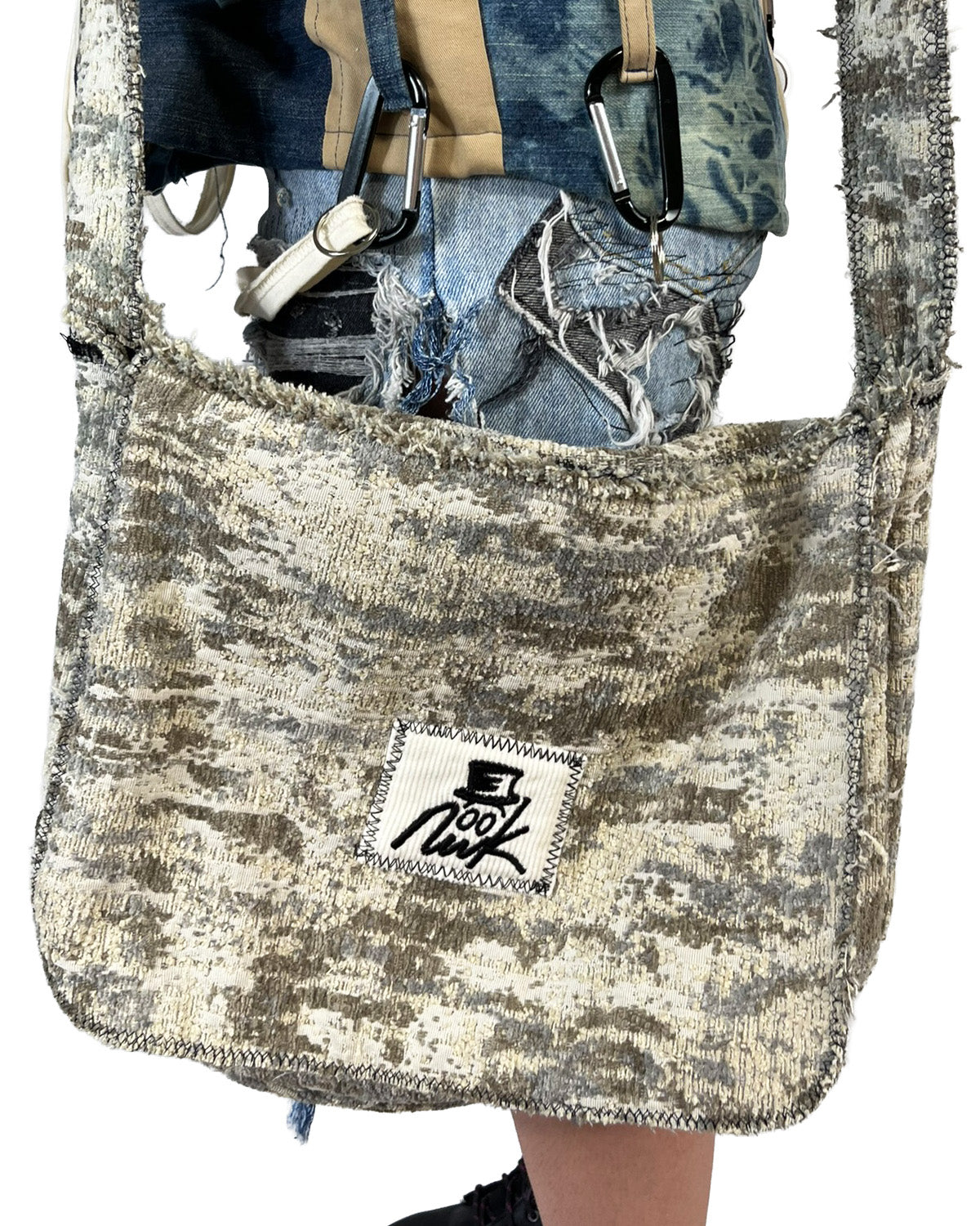 Moss Camo Frayed Crossover Flap Bag