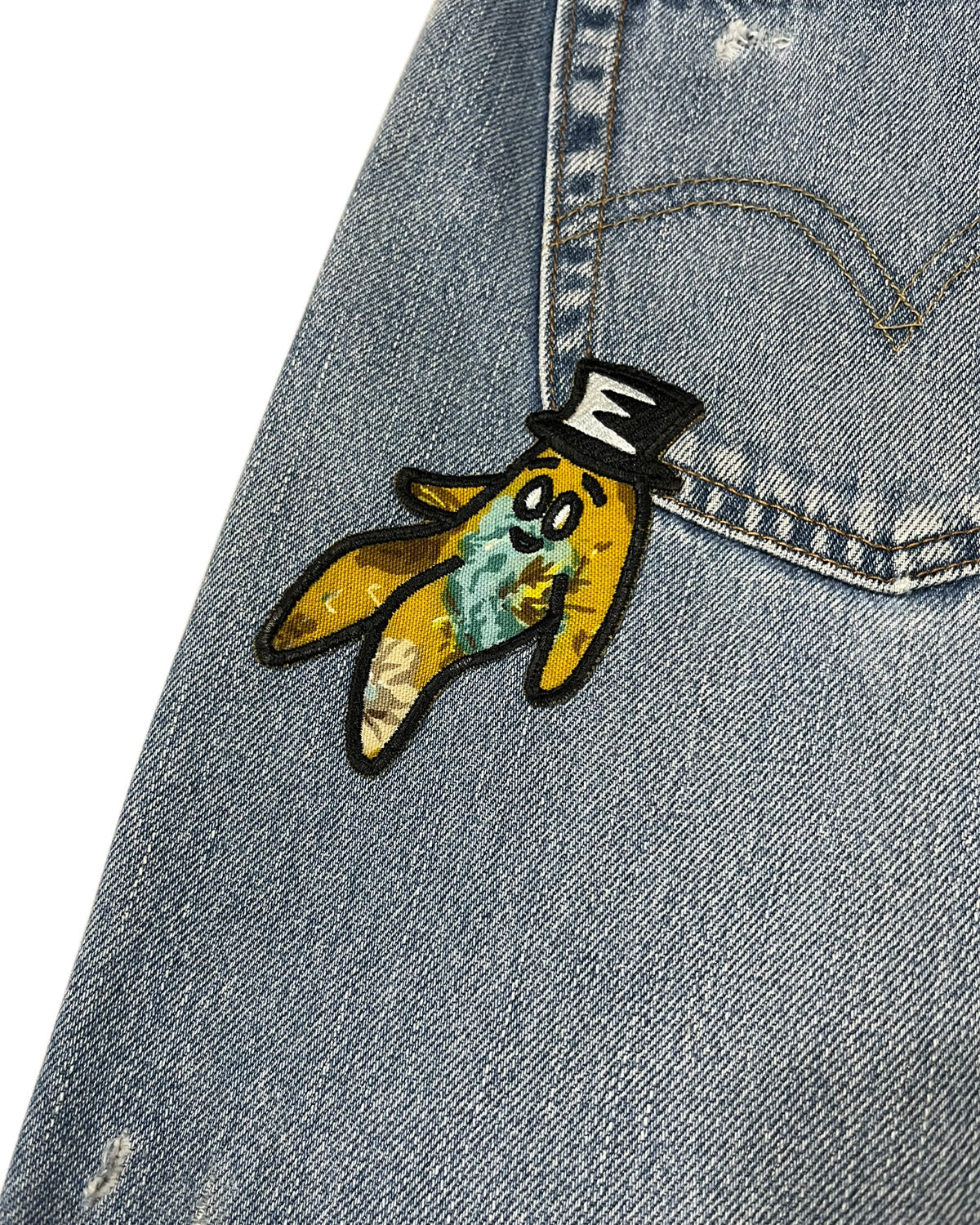 Blue Distressed Bop Patches Denim