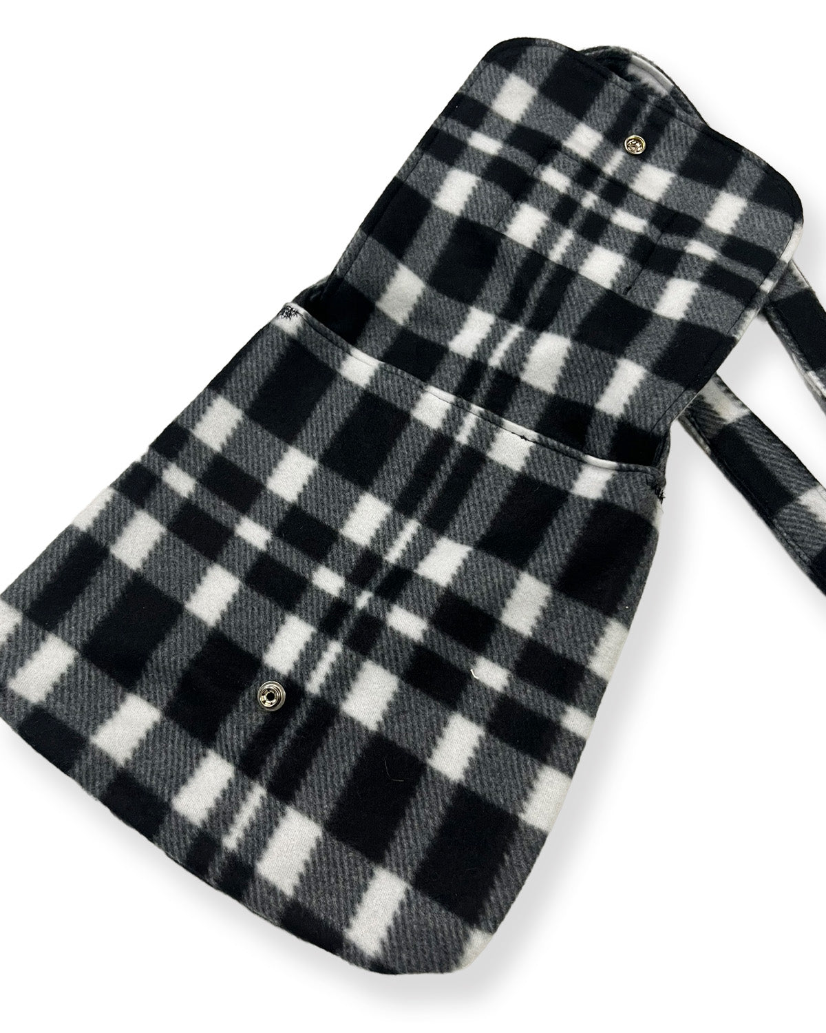 Checkered Fleece Blanket Flap Bag