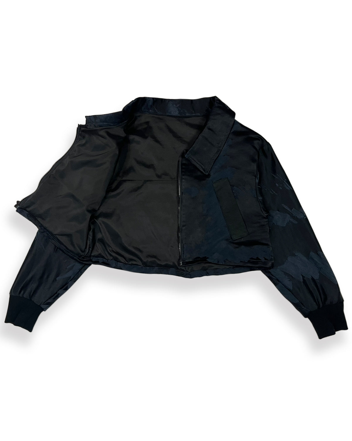 Midnight Brushstroke Cropped Bomber Jacket