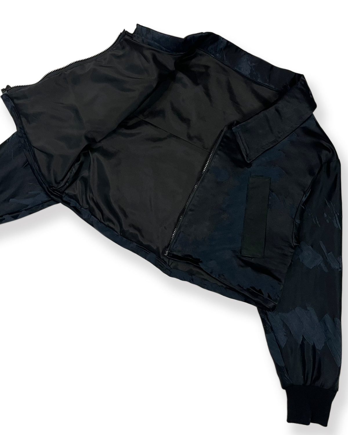 Midnight Brushstroke Cropped Bomber Jacket