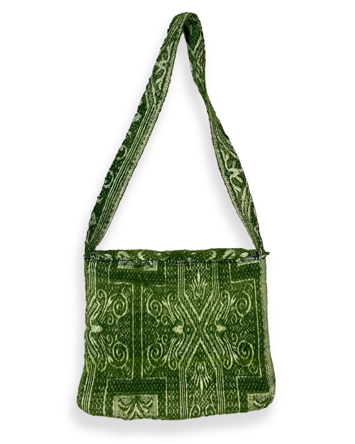 Vintage Green Tapestry Blanket Shoulder Bag