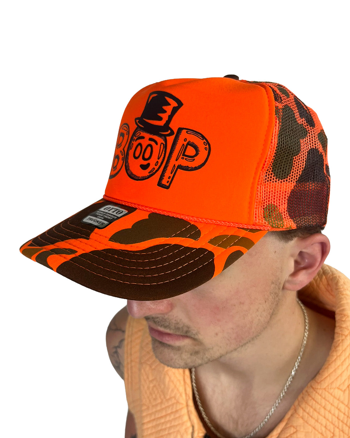 "O" Bop Neon Camo Foam Trucker Hat