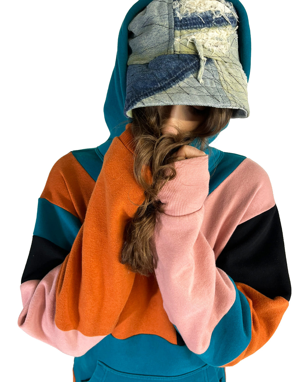Geometric Patchwork Hoodie - M