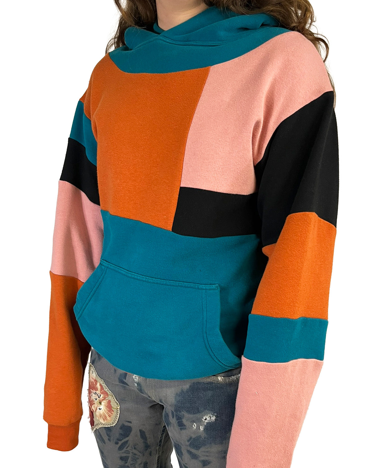 Geometric Patchwork Hoodie - M