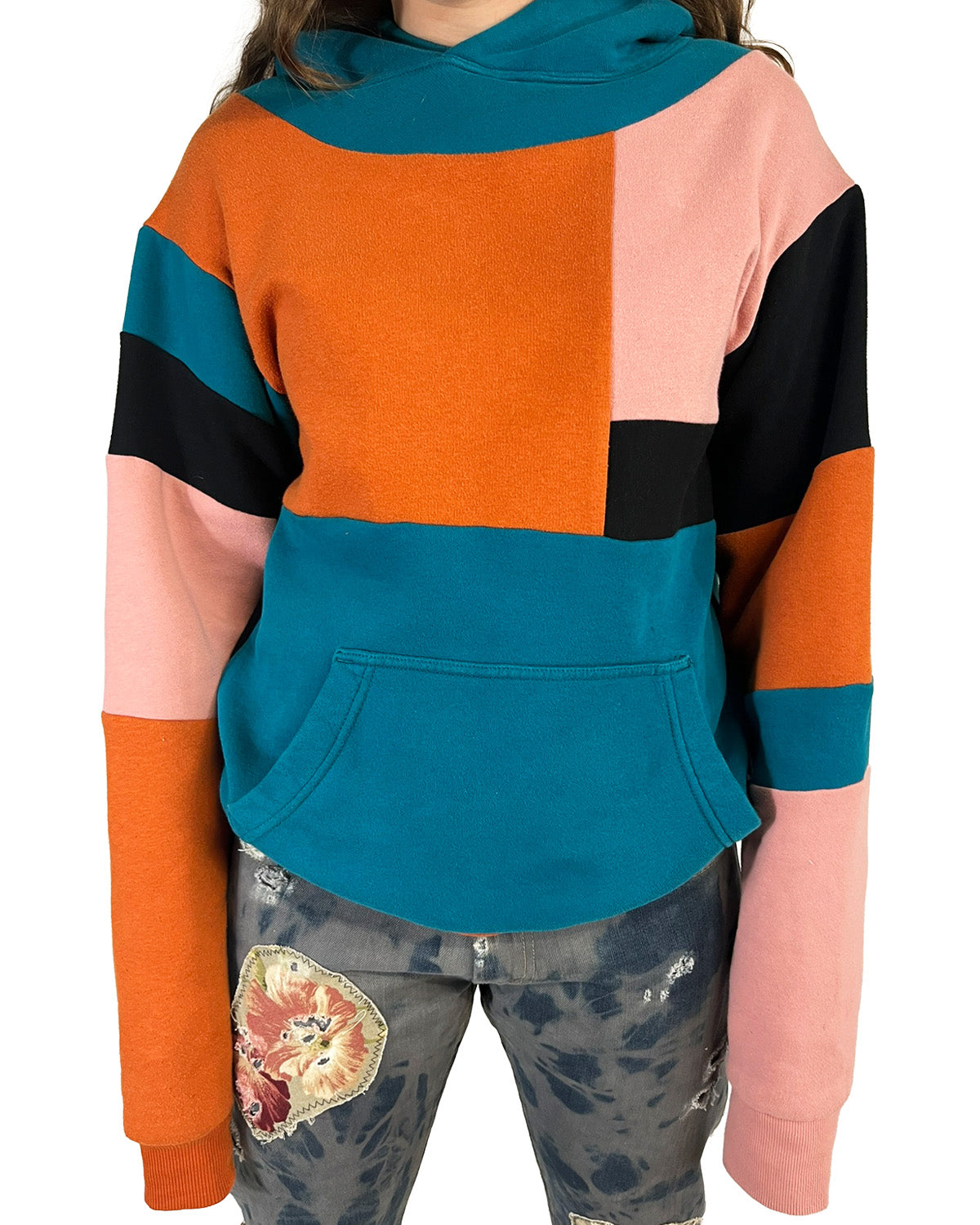 Geometric Patchwork Hoodie - M