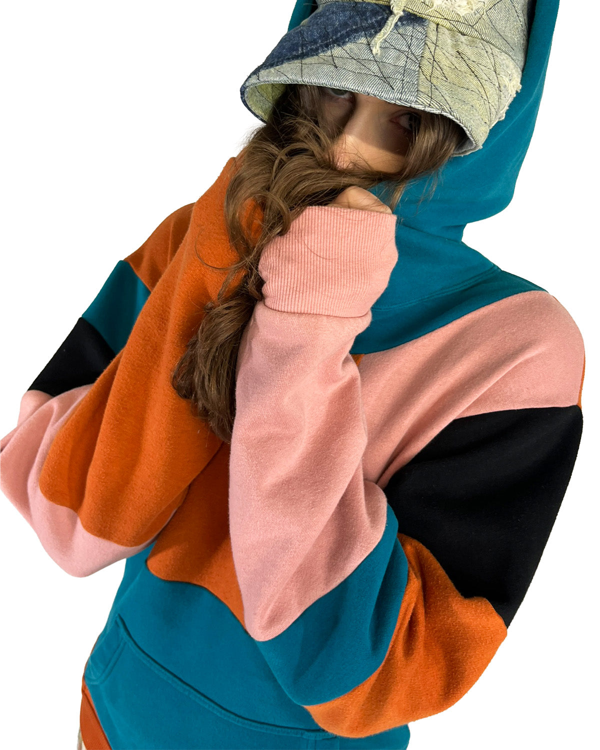 Geometric Patchwork Hoodie - M