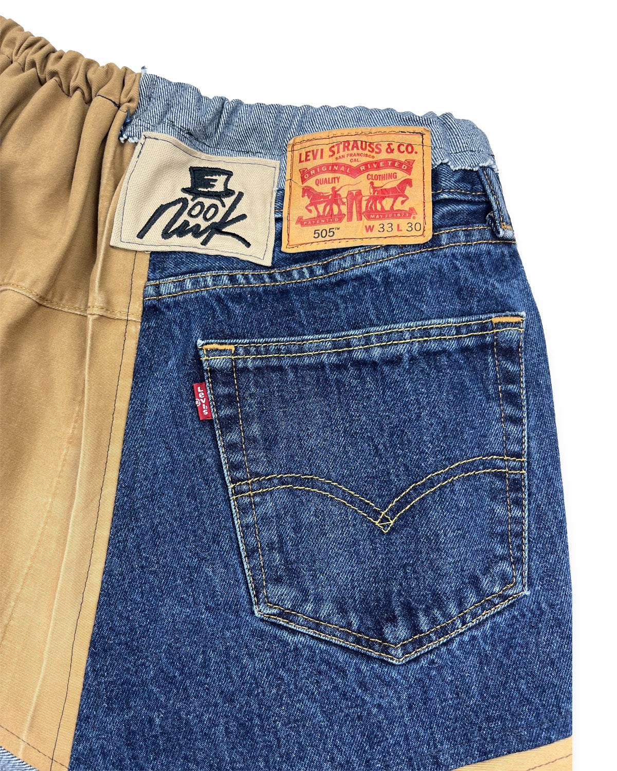 Denim & Khaki Patchwork Skirt
