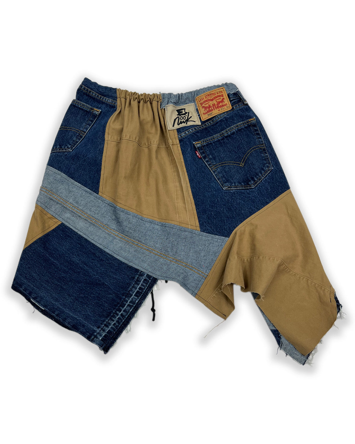 Denim & Khaki Patchwork Skirt