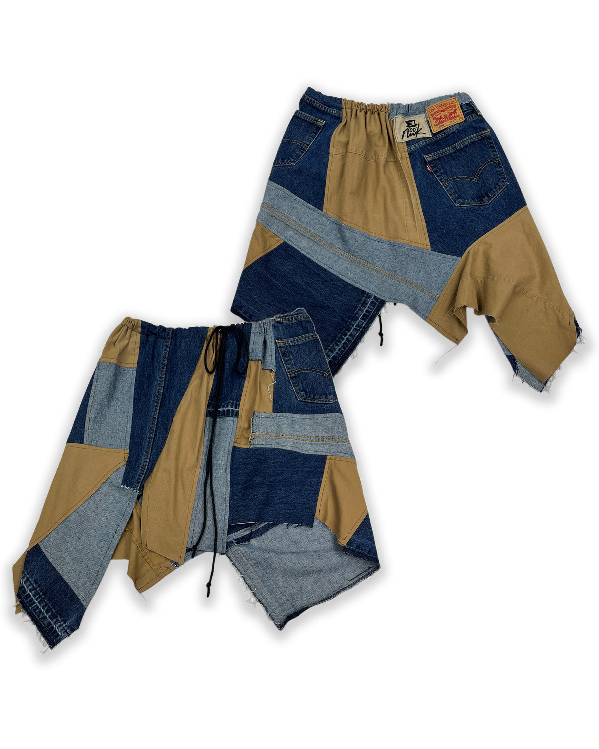 Denim & Khaki Patchwork Skirt