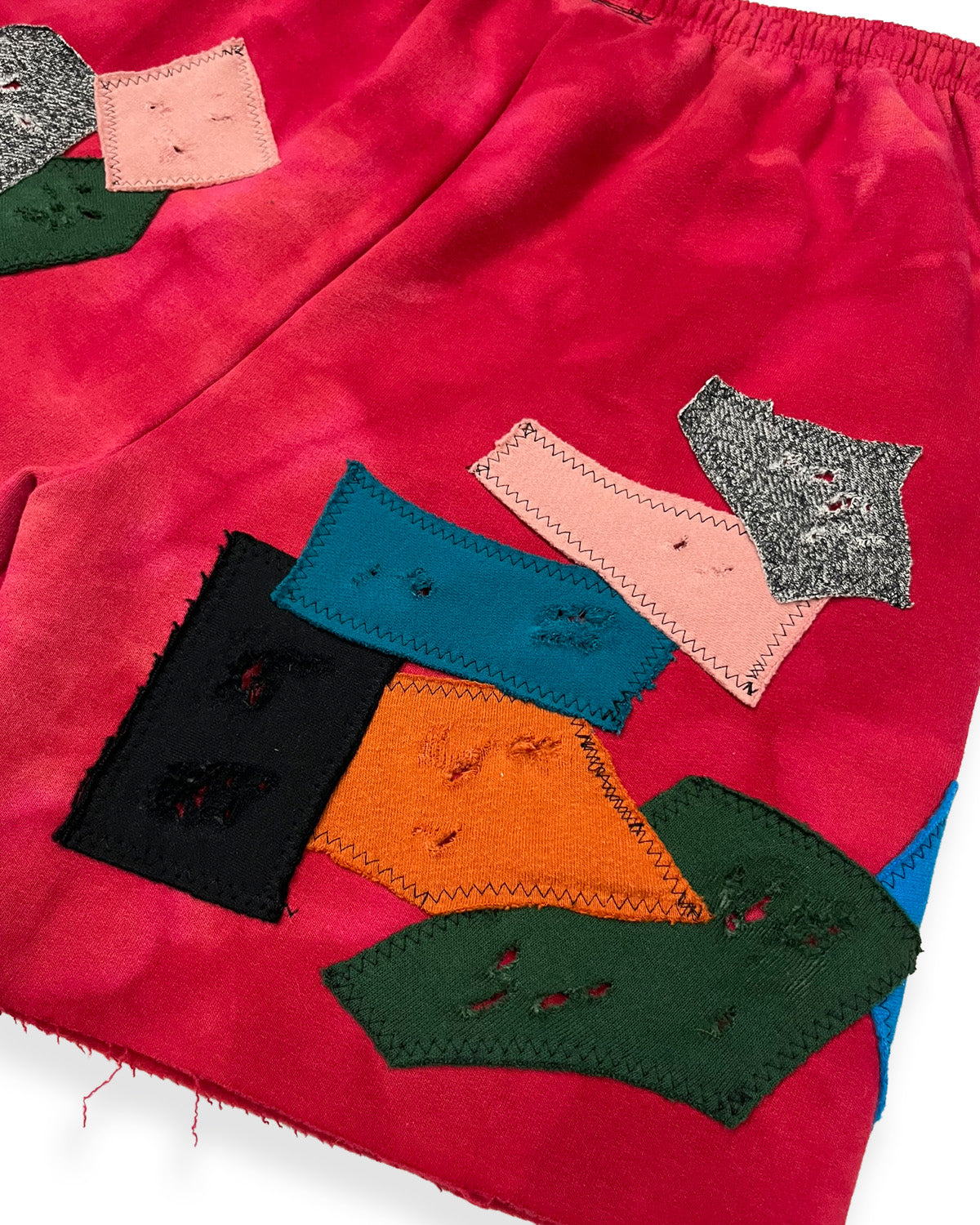 Bleached Red Champion Patchwork Shorts