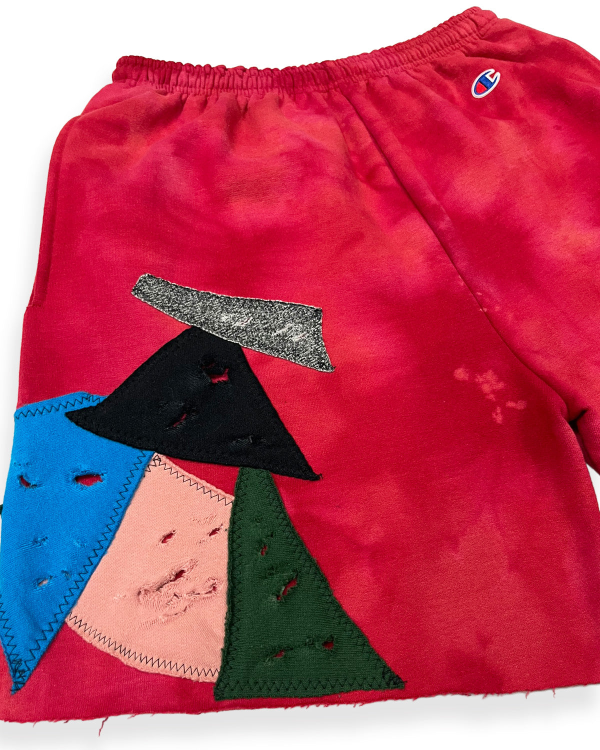 Bleached Red Champion Patchwork Shorts