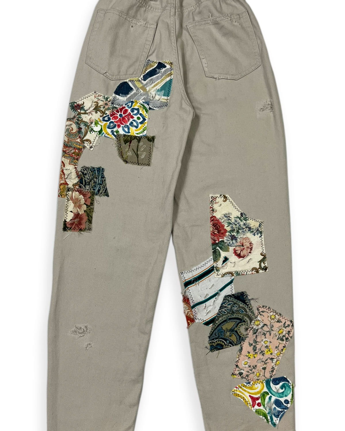 Khaki Patchwork Cinched Waist Pants
