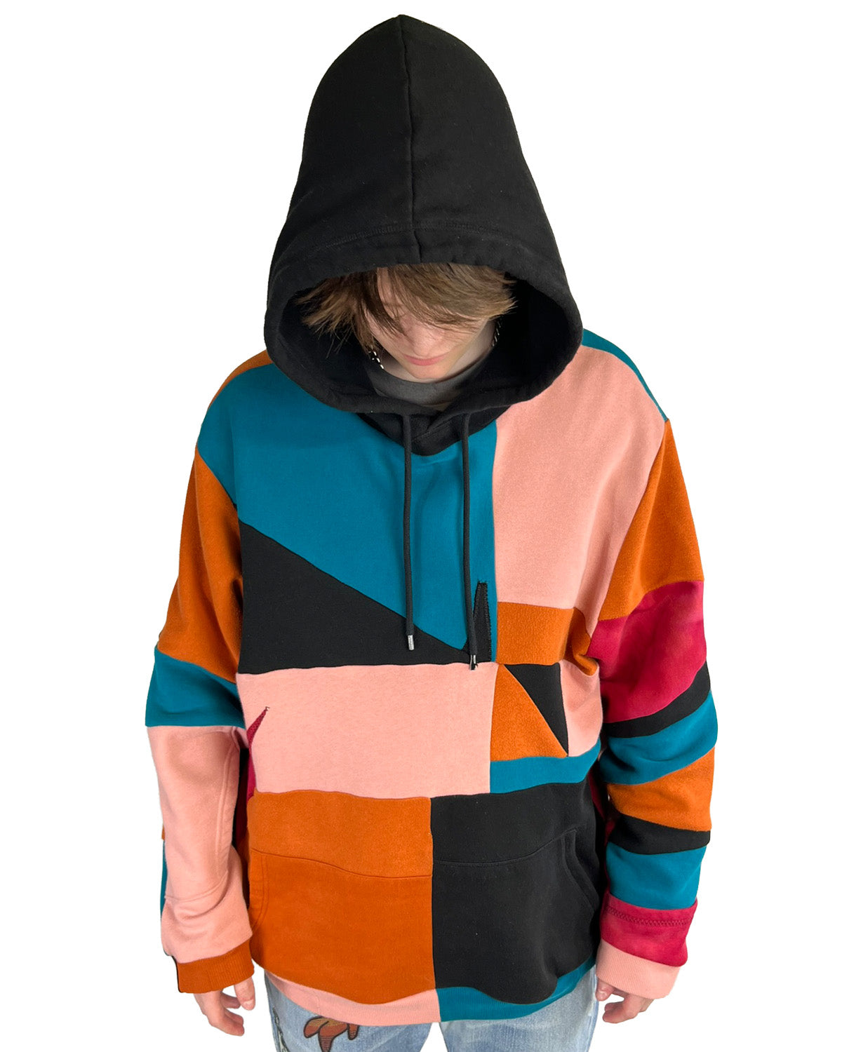 Geometric Patchwork Hoodie - XL