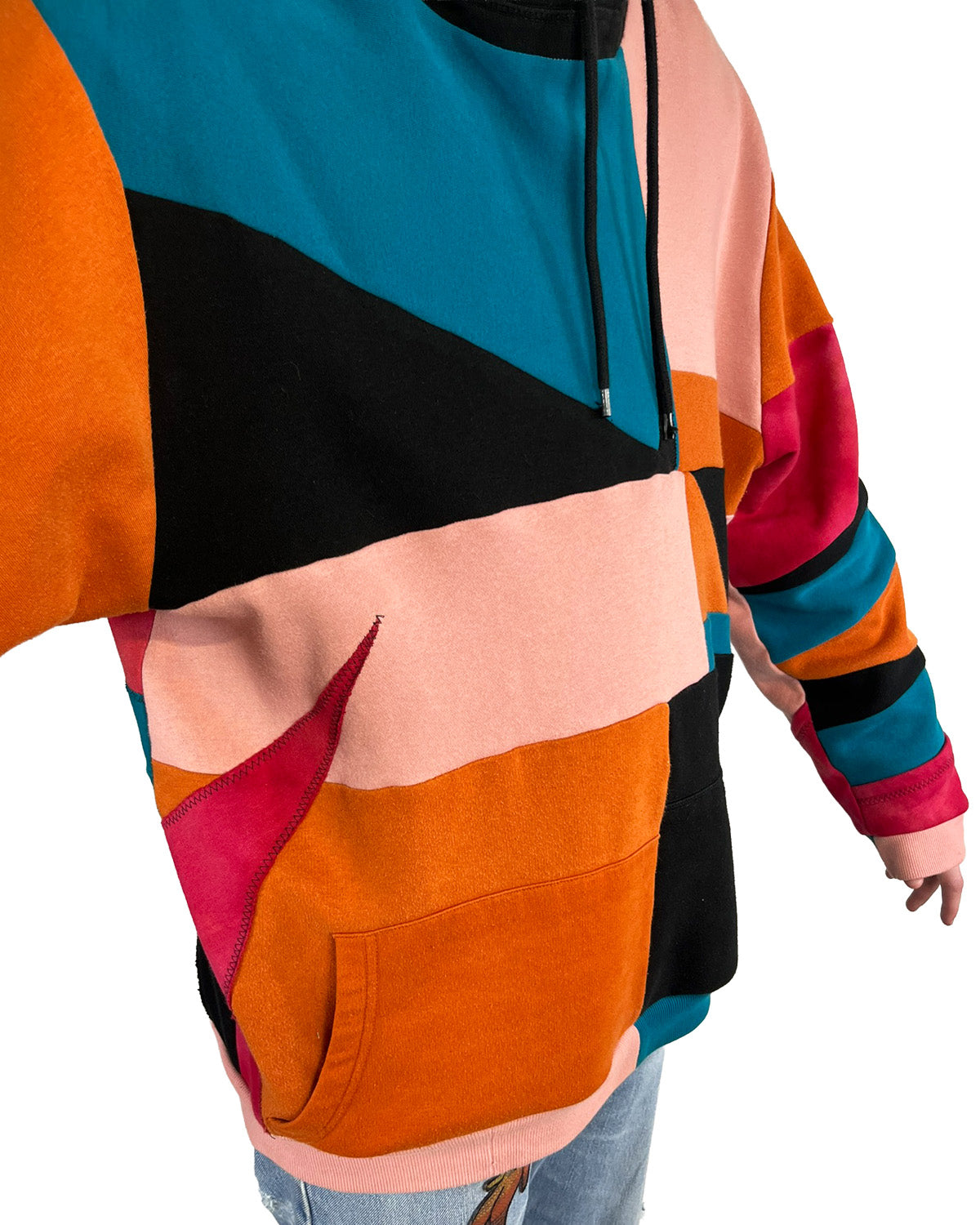Geometric Patchwork Hoodie - XL