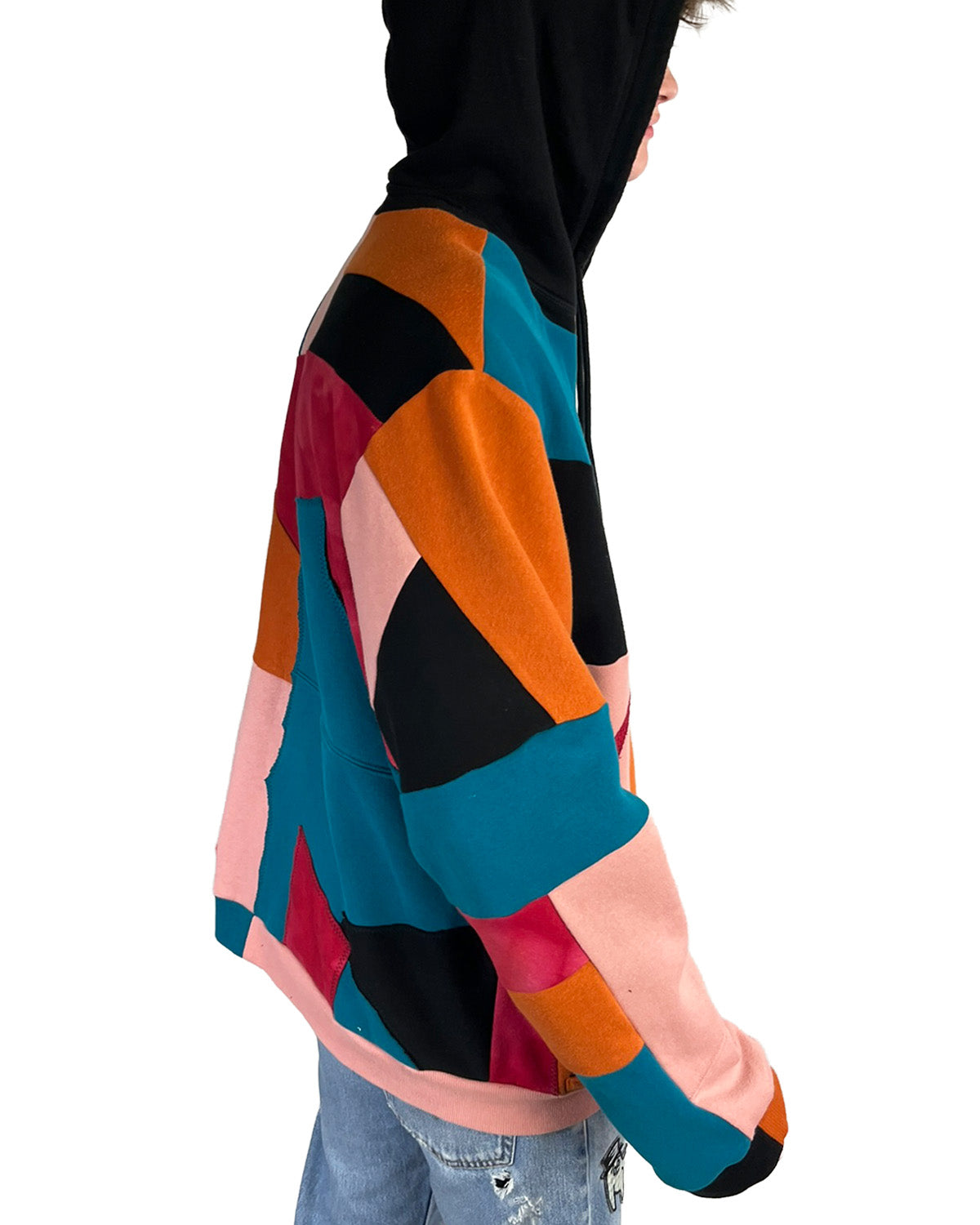 Geometric Patchwork Hoodie - XL