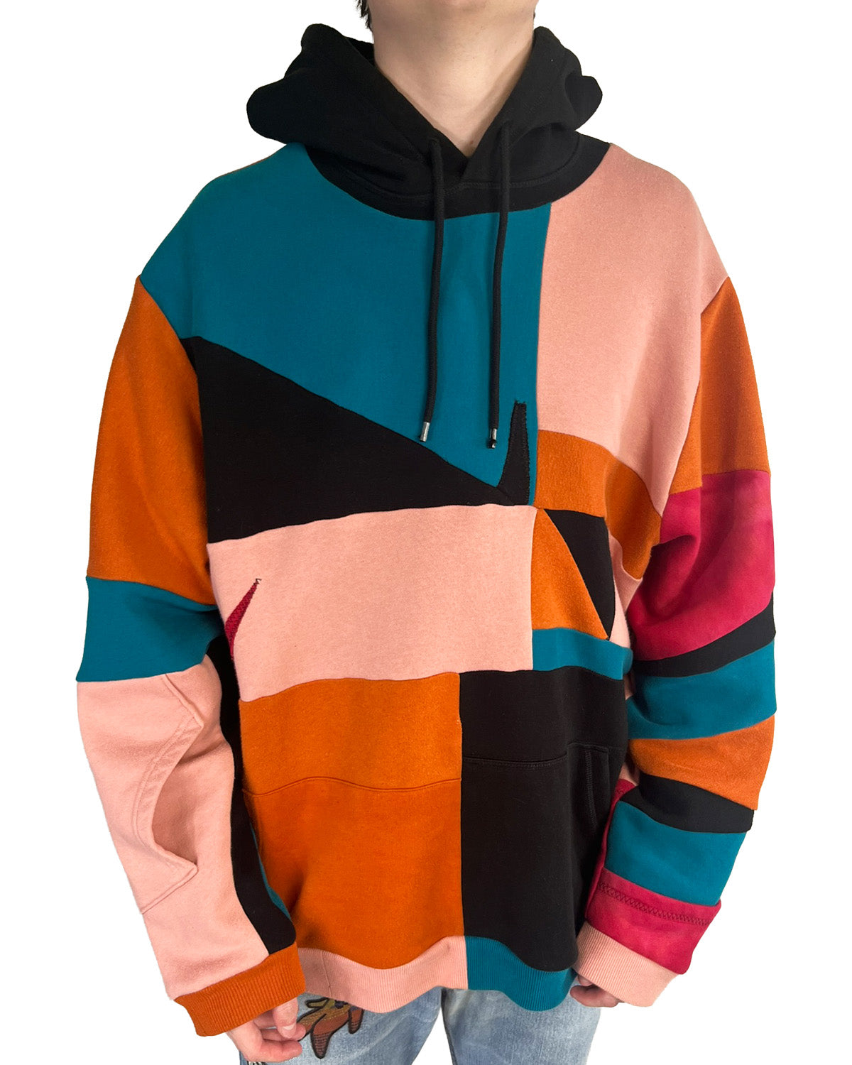 Geometric Patchwork Hoodie - XL