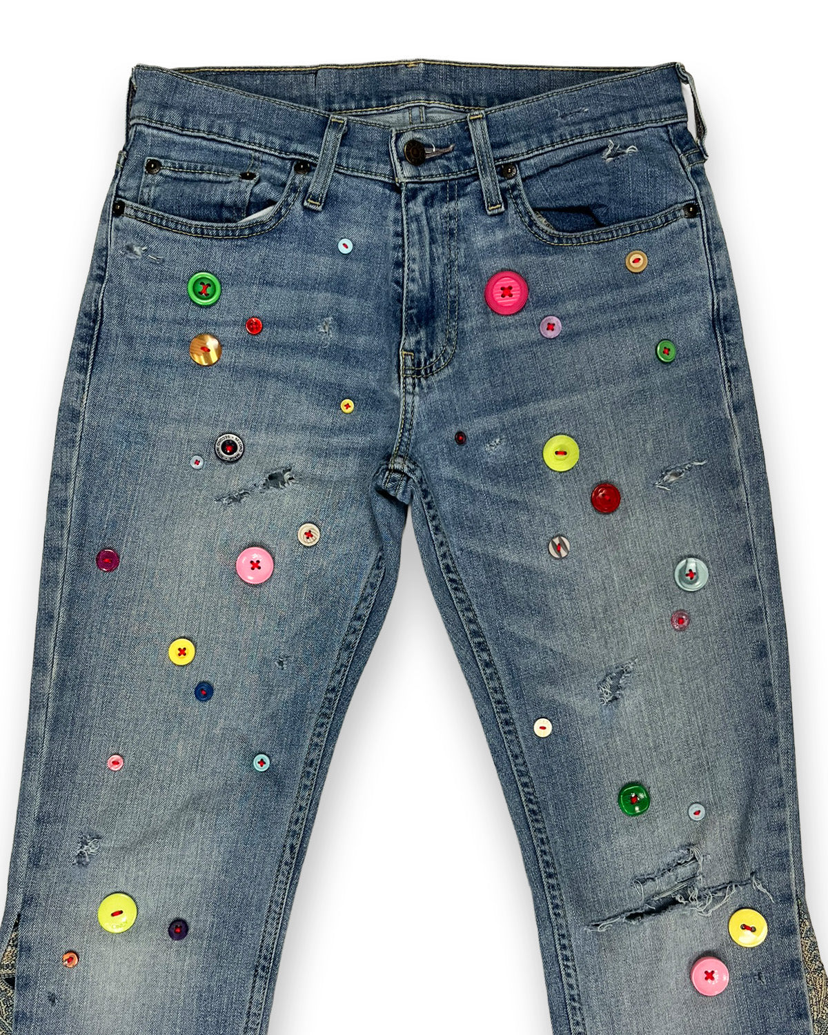 Flared Denim Button Pants