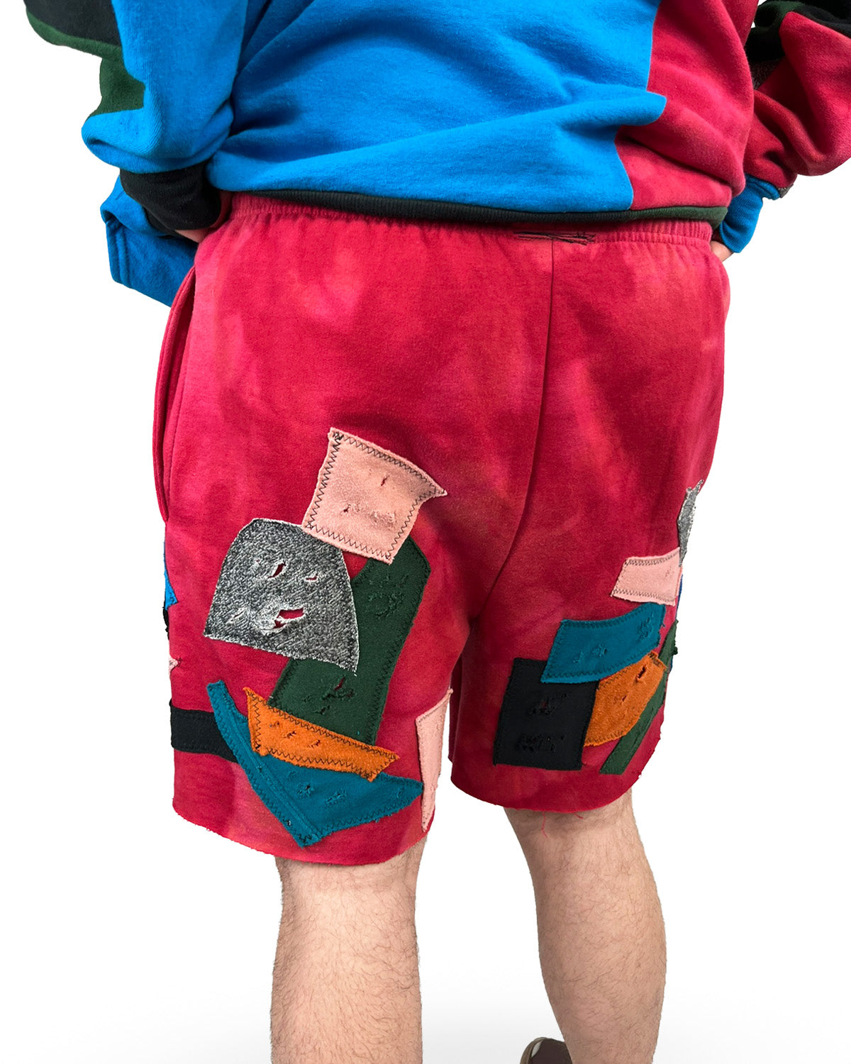 Bleached Red Champion Patchwork Shorts