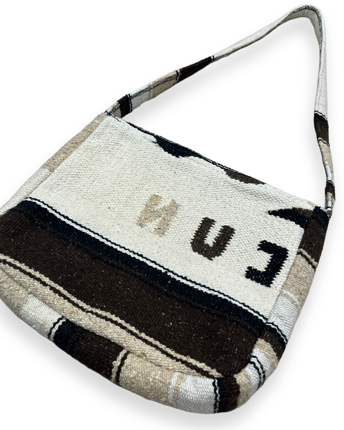 Vintage Cancun Blanket Flared Shoulder Flap Bag - 14in