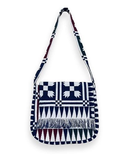 Colorful Checkered Tapestry Shoulder Bag - 14in