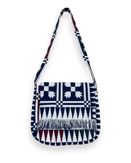 Colorful Checkered Tapestry Shoulder Bag - 14in