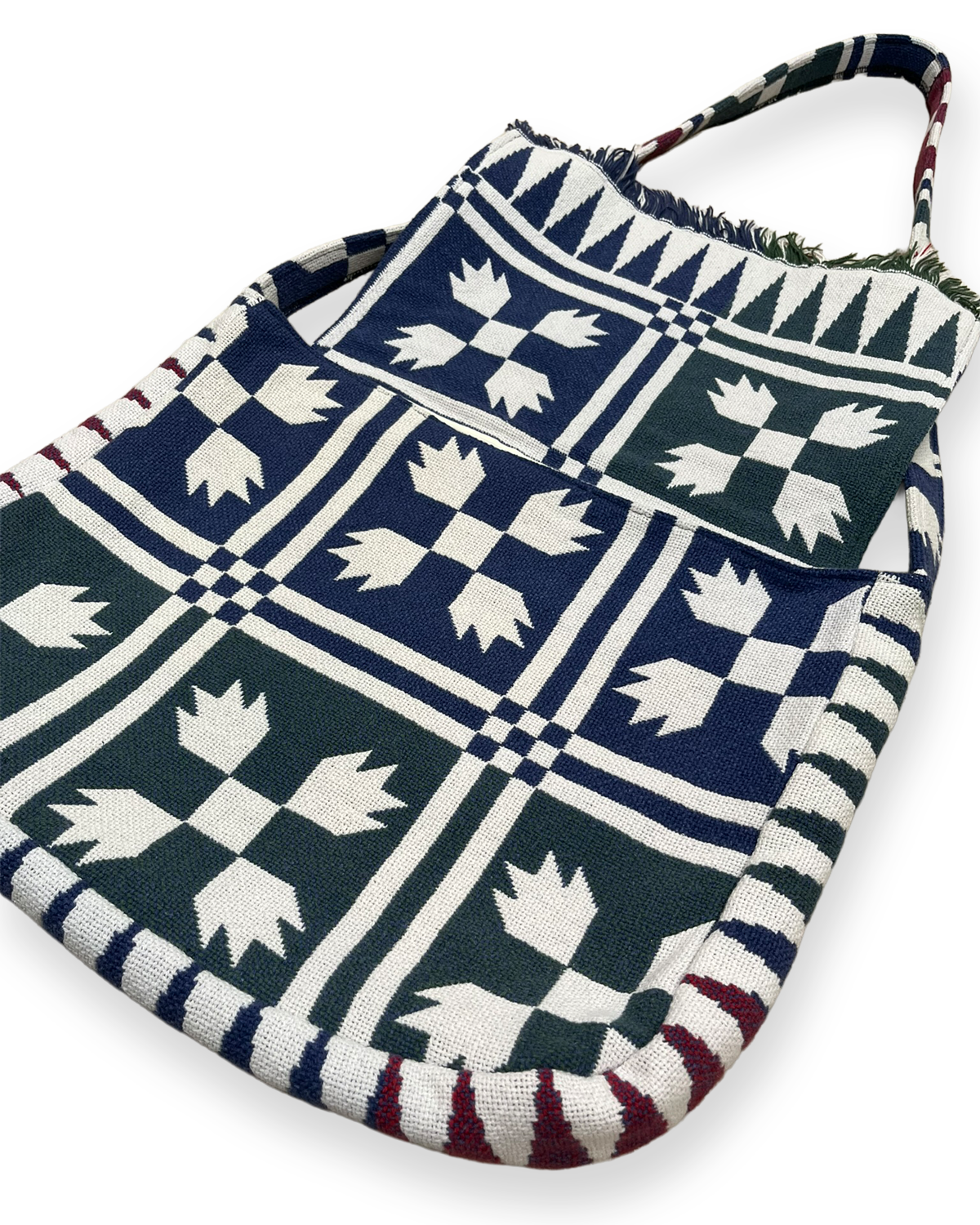 Colorful Checkered Tapestry Shoulder Bag - 14in