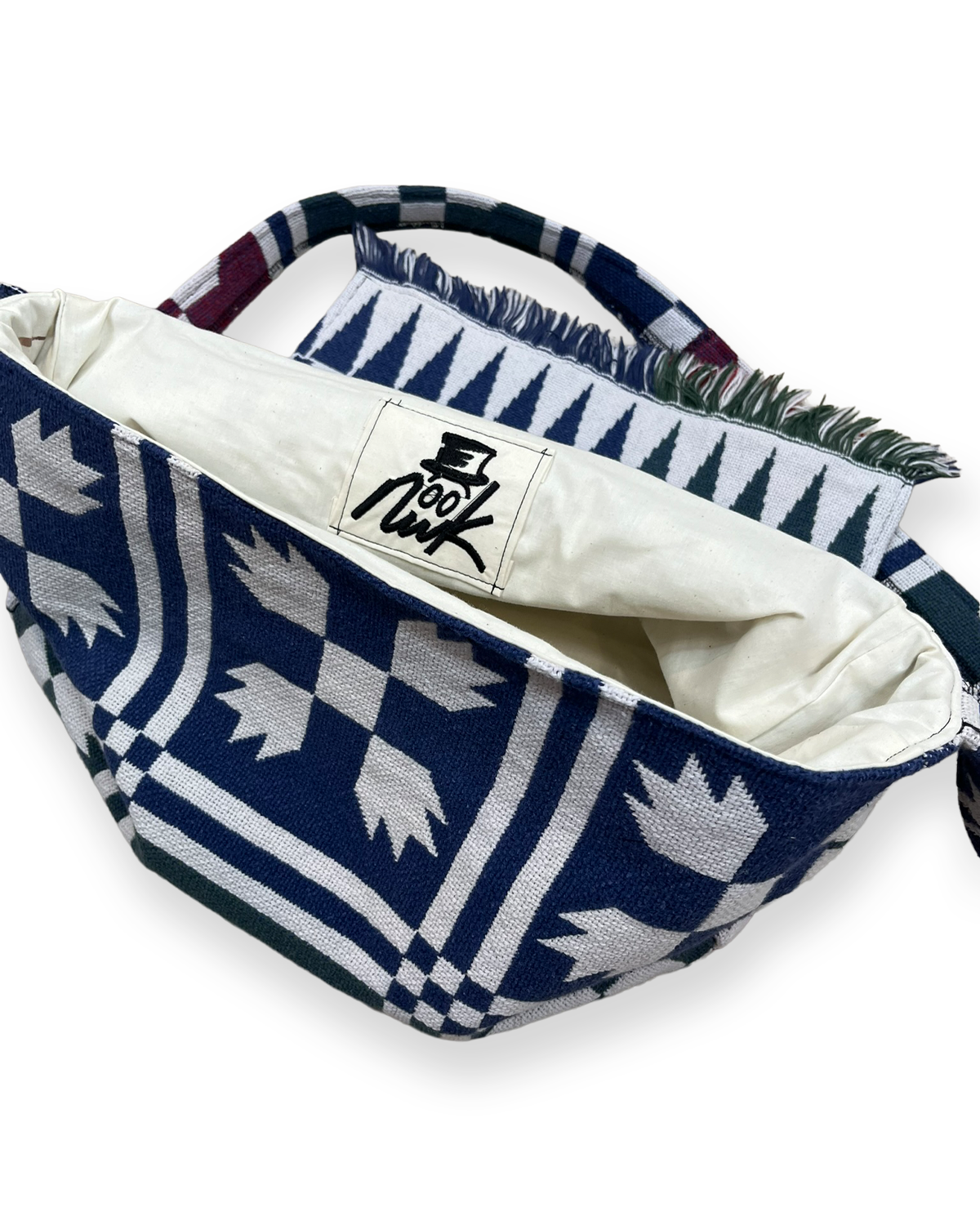 Colorful Checkered Tapestry Shoulder Bag - 14in