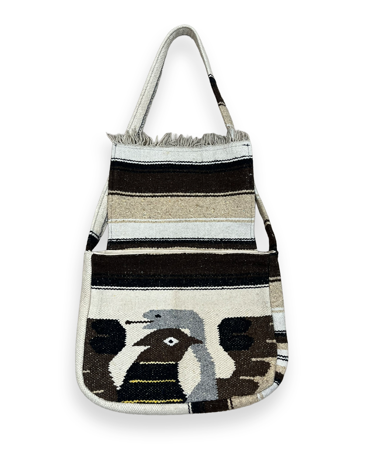 Vintage Cancun Blanket Flared Shoulder Flap Bag - 16in
