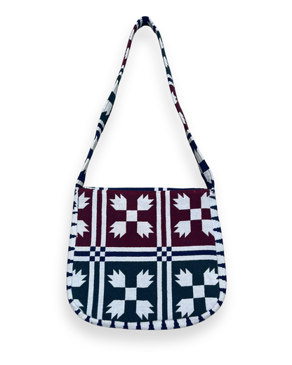 Colorful Checkered Tapestry Shoulder Bag - 16in