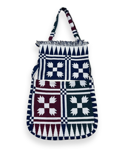 Colorful Checkered Tapestry Shoulder Bag - 14in