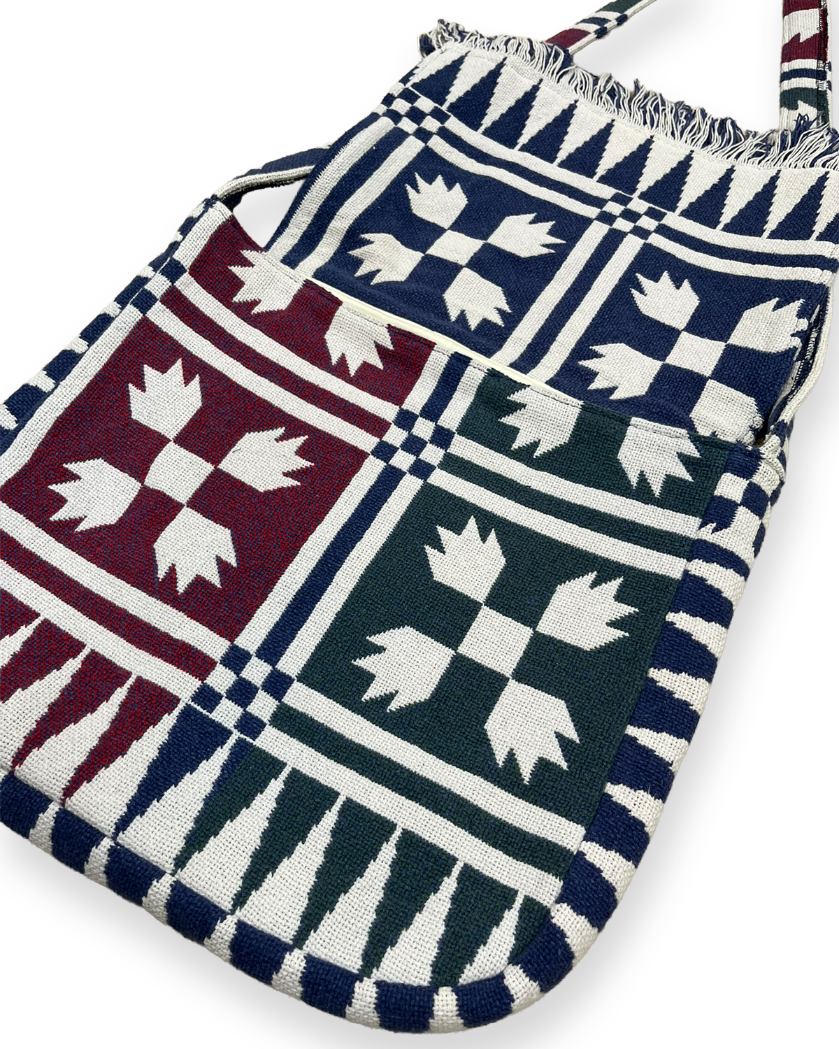 Colorful Checkered Tapestry Shoulder Bag - 16in