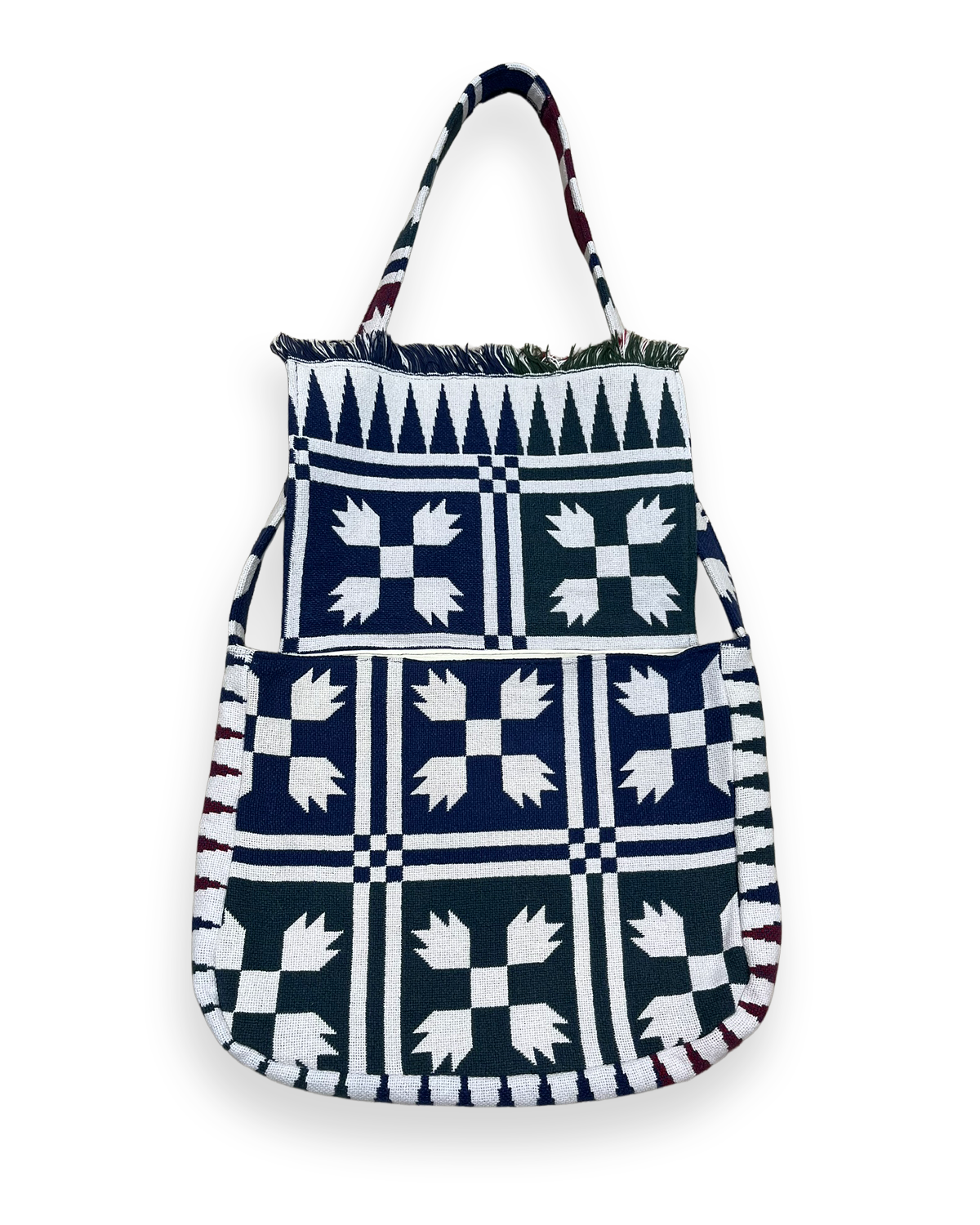 Colorful Checkered Tapestry Shoulder Bag - 16in