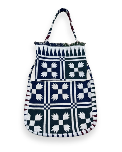 Colorful Checkered Tapestry Shoulder Bag - 16in