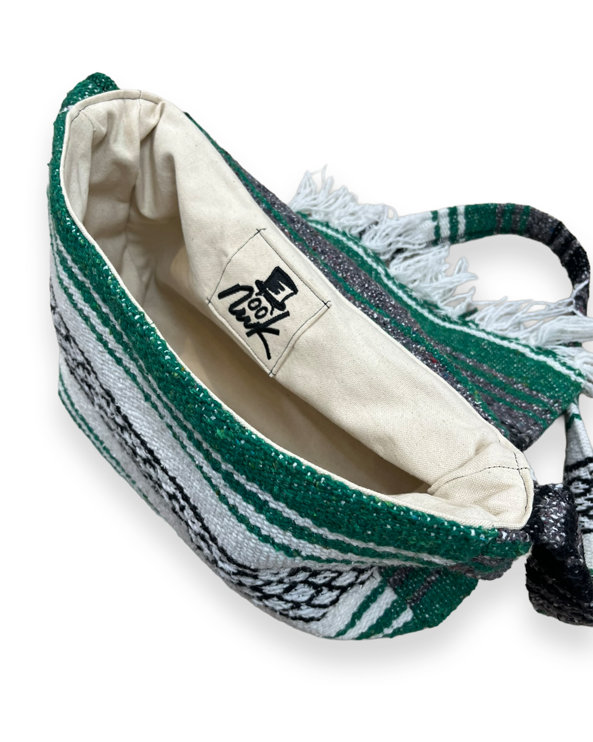 Vintage Striped Green Tapestry Blanket Shoulder Bag - 16in