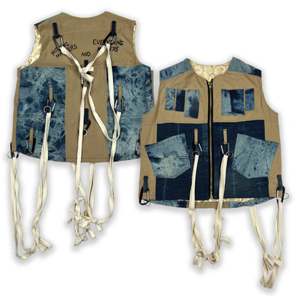 Denim & Khaki Patchwork Vest