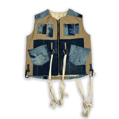 Denim & Khaki Patchwork Vest