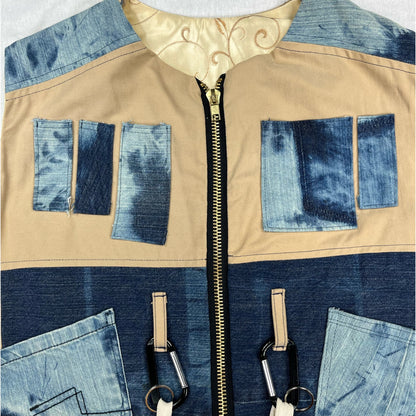 Denim & Khaki Patchwork Vest