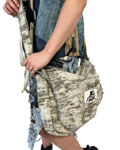 Moss Camo Frayed Crossover Flap Bag