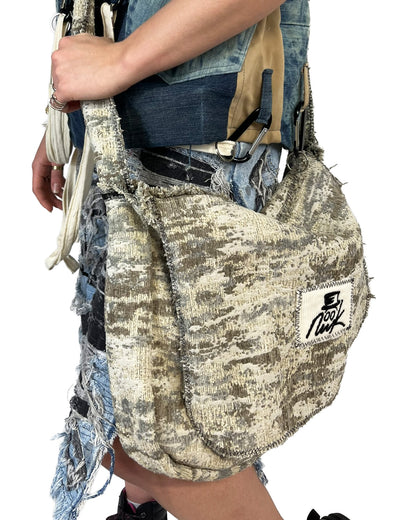 Moss Camo Frayed Crossover Flap Bag