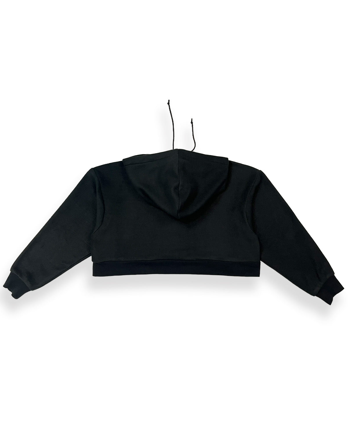 Black Cropped Fleece Hoodie