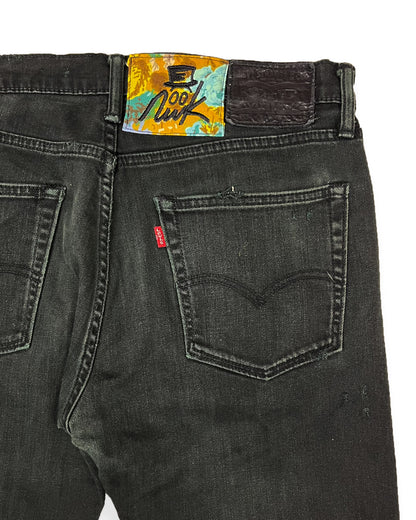 Black Distressed Bop Patches Denim