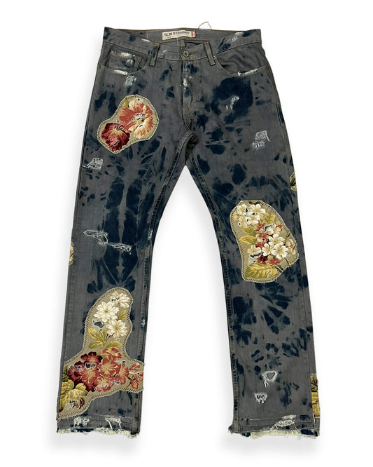 Bleached NWK Floral Patchwork Denim